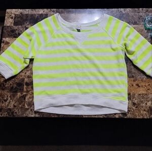 Eyelash Couture neon and gray striped cropped sweater
